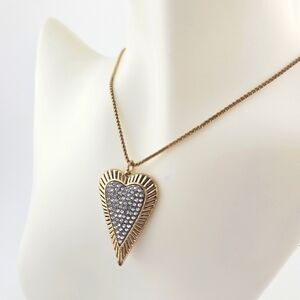 Elegant Gold and Silver Heart Pendant Necklace